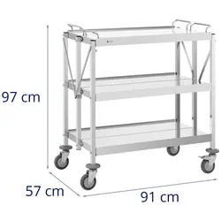 Serving Trolley - 3 shelves - (2x) 90 x 50 / 50 x 83 cm - 90 kg - foldable - Royal Catering