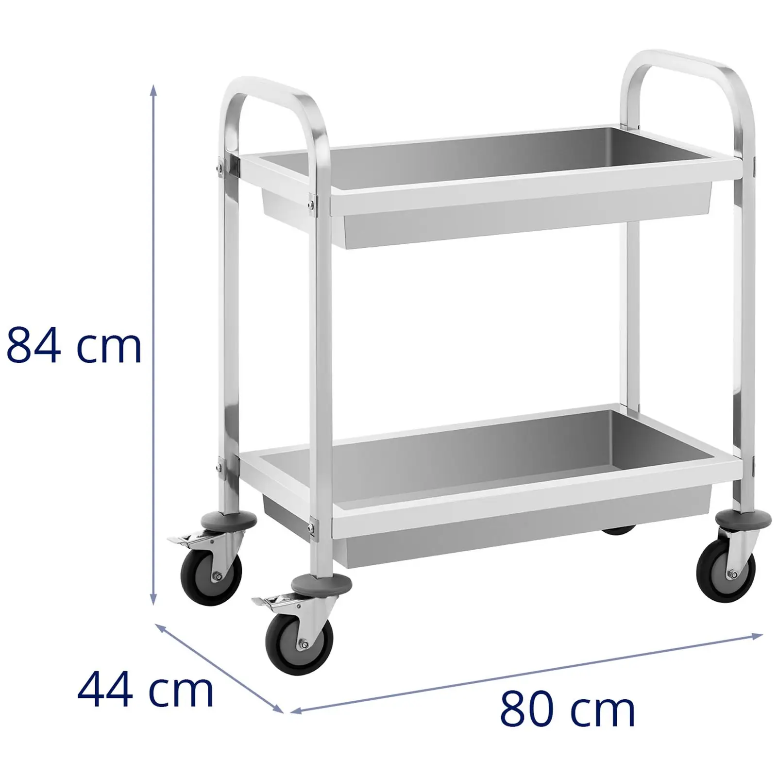 Chariot de service - 2 plateaux - 62,6 x 33,5 x 10 cm - 72 kg - Royal Catering (Espacement étagères: 465 cm)