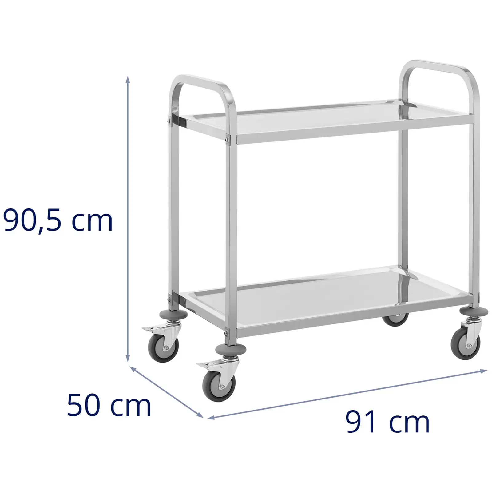 Chariot de service - 2 plateaux - 95 x 50 cm - 72 kg - Royal Catering (Roulettes pivotantes: Oui)