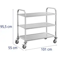 Serving Trolley - 3 shelves - 89 x 49 x 3 cm - 108 kg - Royal Catering