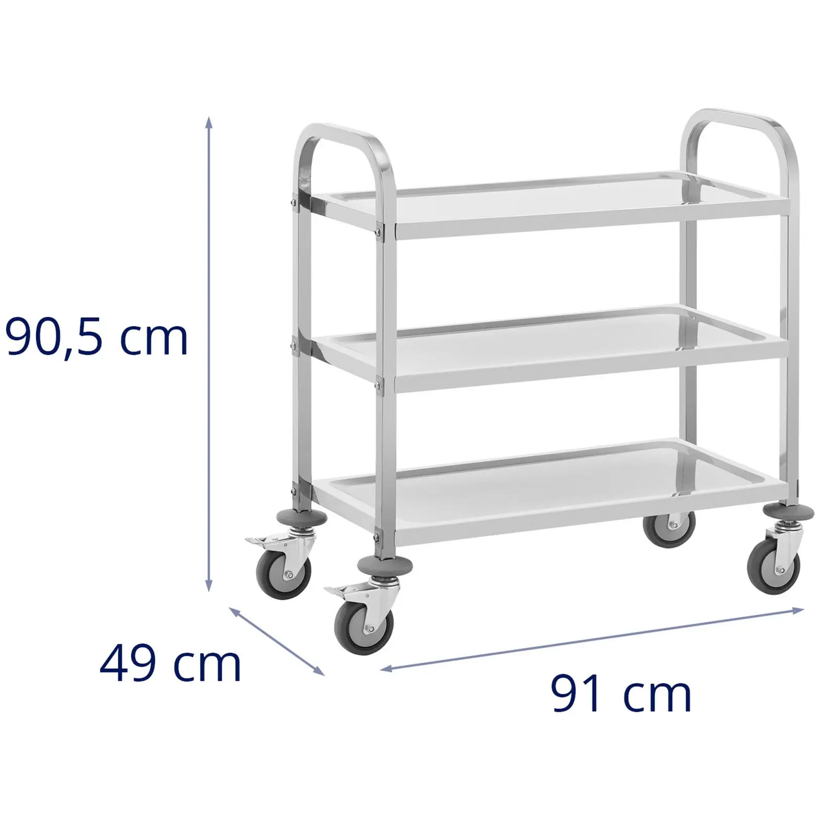 Tarjoiluvaunu - 3 hyllyä - 73 x 38 x 3 cm - 81 kg - Royal Catering