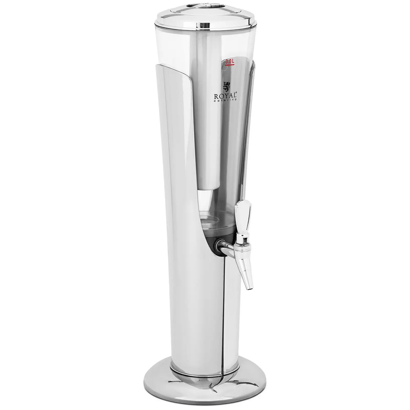 Juice Dispenser - 3 L - cooling system - for glasses up to 198 mm - with LED lighting - silver - Royal Catering