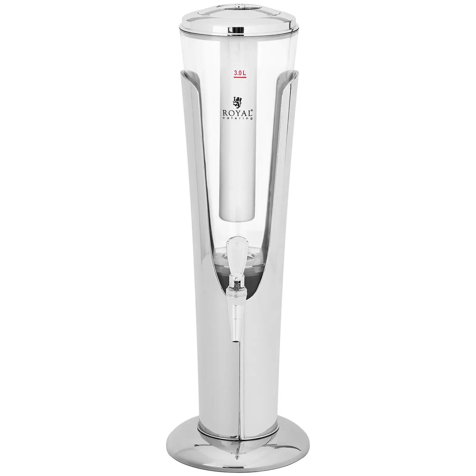 Juice Dispenser - 3 L - kjølesystem - for glass opptil 198 mm - med LED-belysning - sølv - Royal Catering