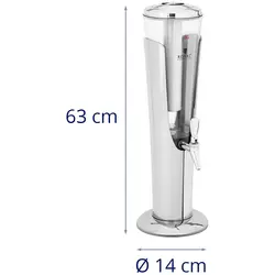 Juice Dispenser - 3 L - cooling system - for glasses up to 198 mm - with LED lighting - silver - Royal Catering