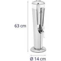 Sulčių dozatorius - 3 l - aušinimo sistema - skirtas stiklinėms iki 198 mm - su LED apšvietimu - sidabrinis - „Royal Catering“