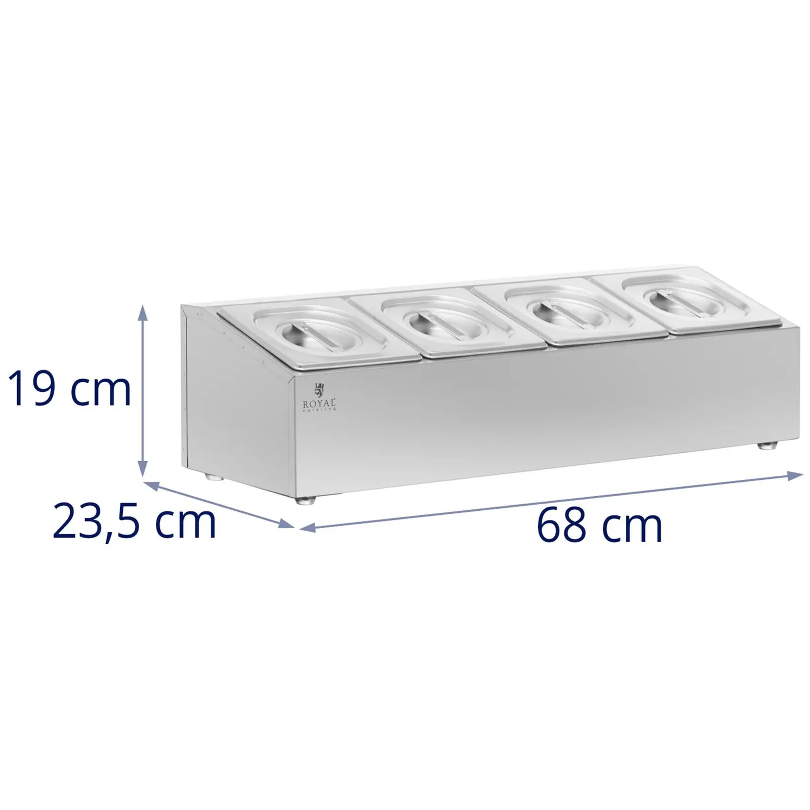 GN Aufsatzbord - 4 GN 1/6 - 7,6 l - Royal Catering (Abmessungen (LxBxH): 68 x 19 x 68 cm)