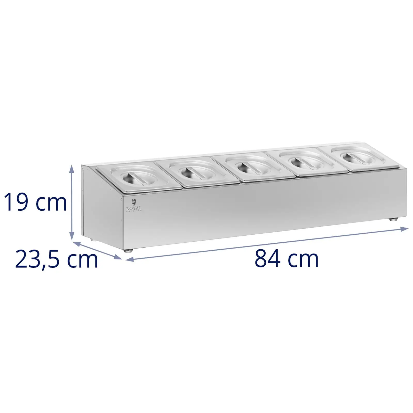 Nástavba na gastronádoby - 5 gastronádob GN 1/6 - 9,5 l - Royal Catering (Rozměry (DxŠxV): 84.5 x 23.5 x 19.5 cm)