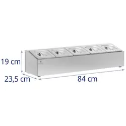 Espositore GN in acciaio inox - 5 GN 1/6 - 9,5 L - Royal Catering