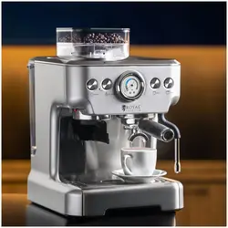 Macchina caffè espresso con portafiltro in acciaio inox - 1 gruppo - Con macinino e sistema per schiuma latte 