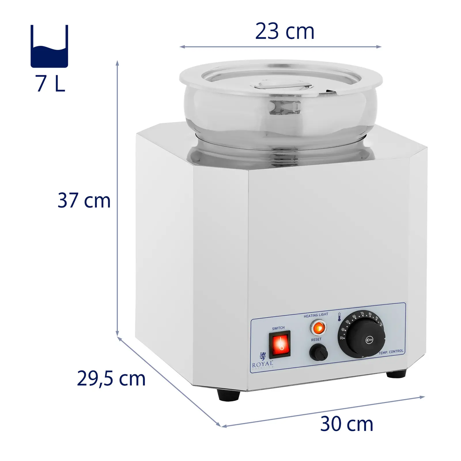 Bain Marie - 7 l - 500 W - fényes - Royal Catering