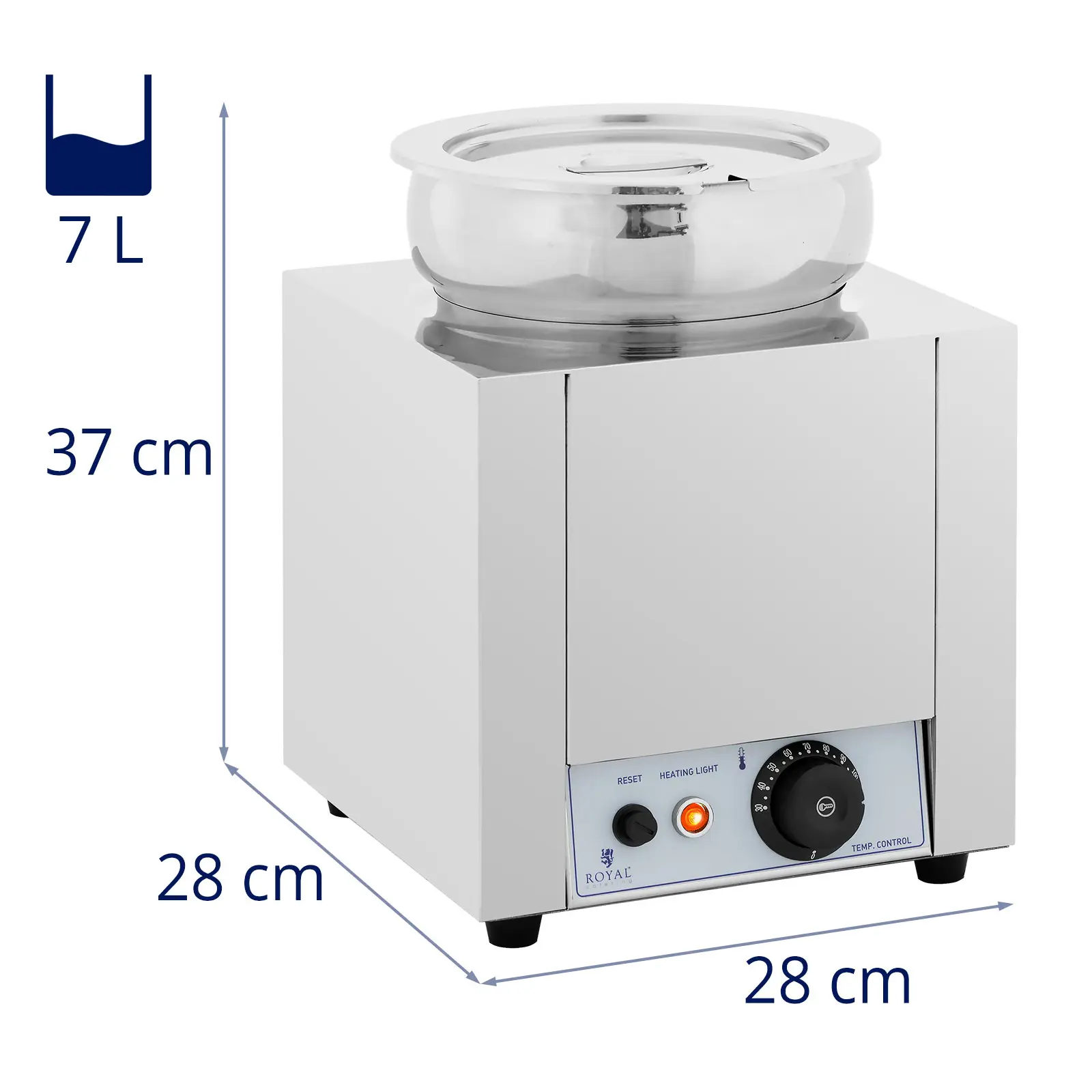 Ohřívač na polévku - 7 l - 500 W - matný - Royal Catering (Celkový objem: 7 l)