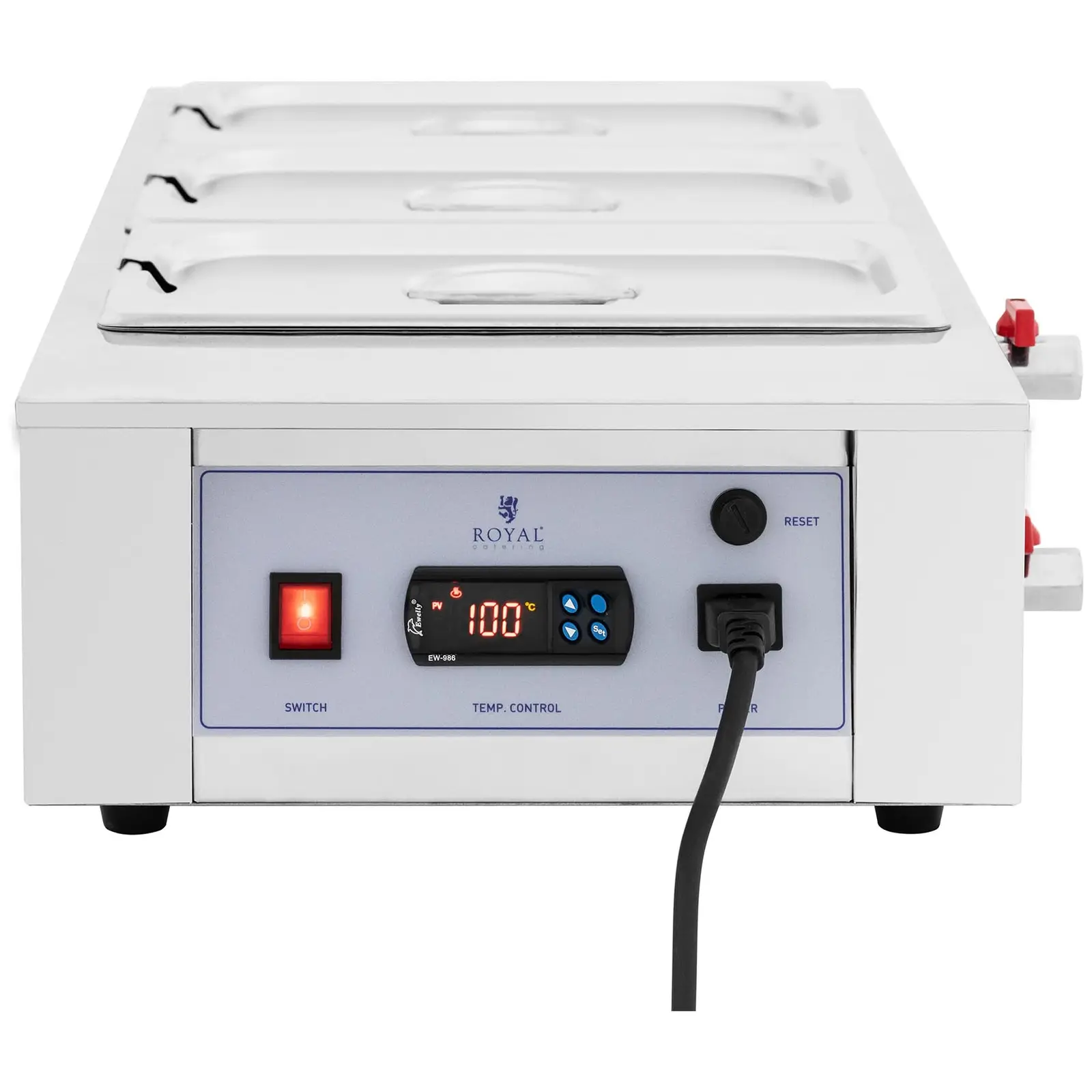 Přístroj na rozpouštění čokolády - 3 x 3,2 l - do 100 °C - Royal Catering (Výkon [W]: 1500)