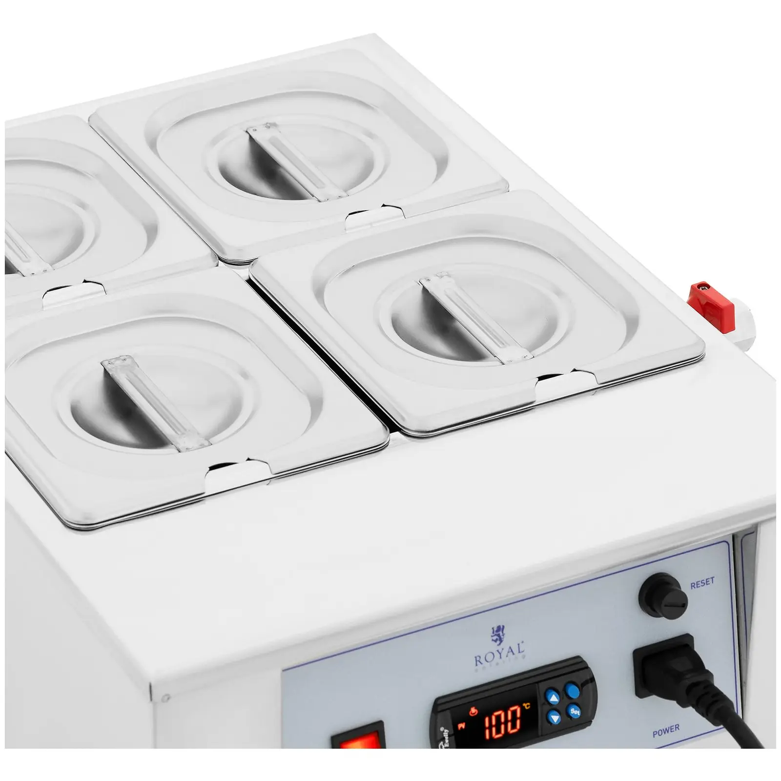 Přístroj na rozpouštění čokolády - 4 x 1,5 l - do 100 °C - Royal Catering (Objem: 6 l)