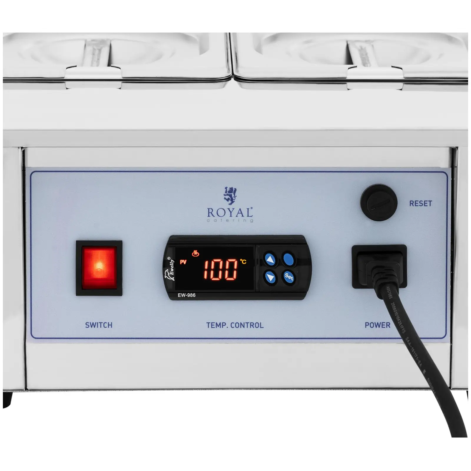 Přístroj na rozpouštění čokolády - 6 x 1,5 l - do 100 °C - Royal Catering (Objem: 9 l)