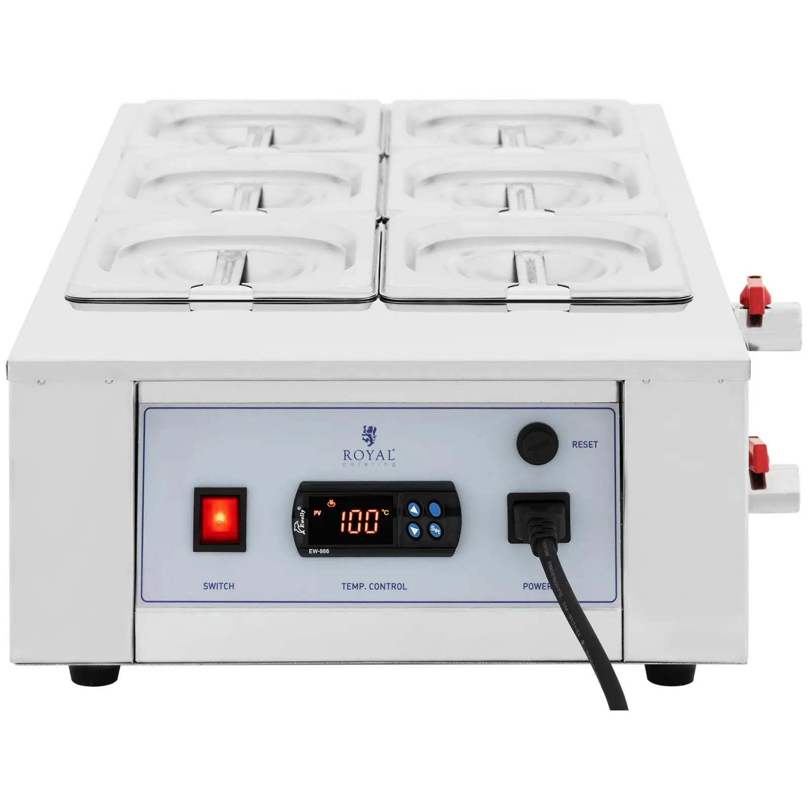 Přístroj na rozpouštění čokolády - 6 x 1,5 l - do 100 °C - Royal Catering (Výkon [W]: 1500)