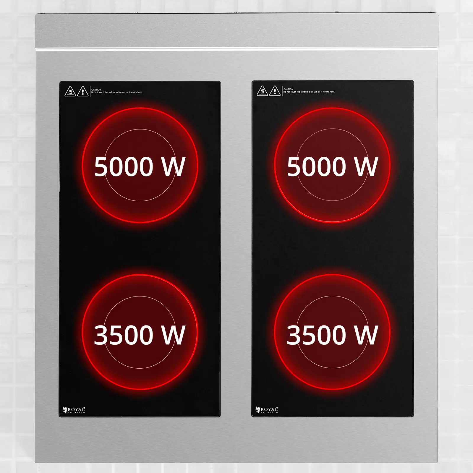 Plaque induction - 17 000 W - 4 x 30 cm - 260 °C - Royal Catering (Pieds en caoutchouc: Non)