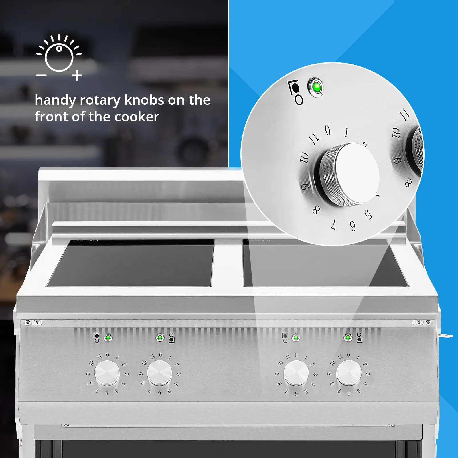 Plaque induction - 17 000 W - 4 x 30 cm - 260 °C - Royal Catering (Type d'installation: Sur pied)