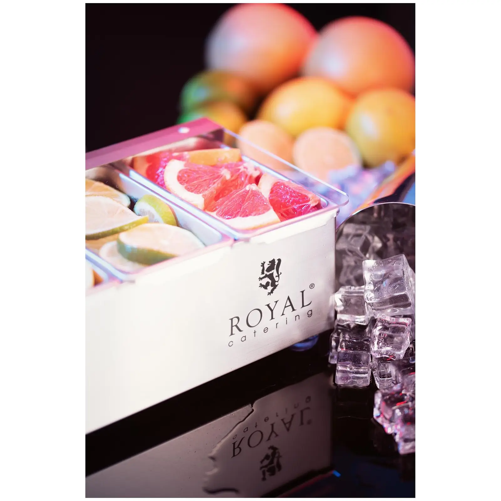 Contenedor para ingredientes - acero inoxidable - 4 x 0,4 L - Royal Catering (Dimensiones del recipiente [mm]: 305 x 150 x 90)