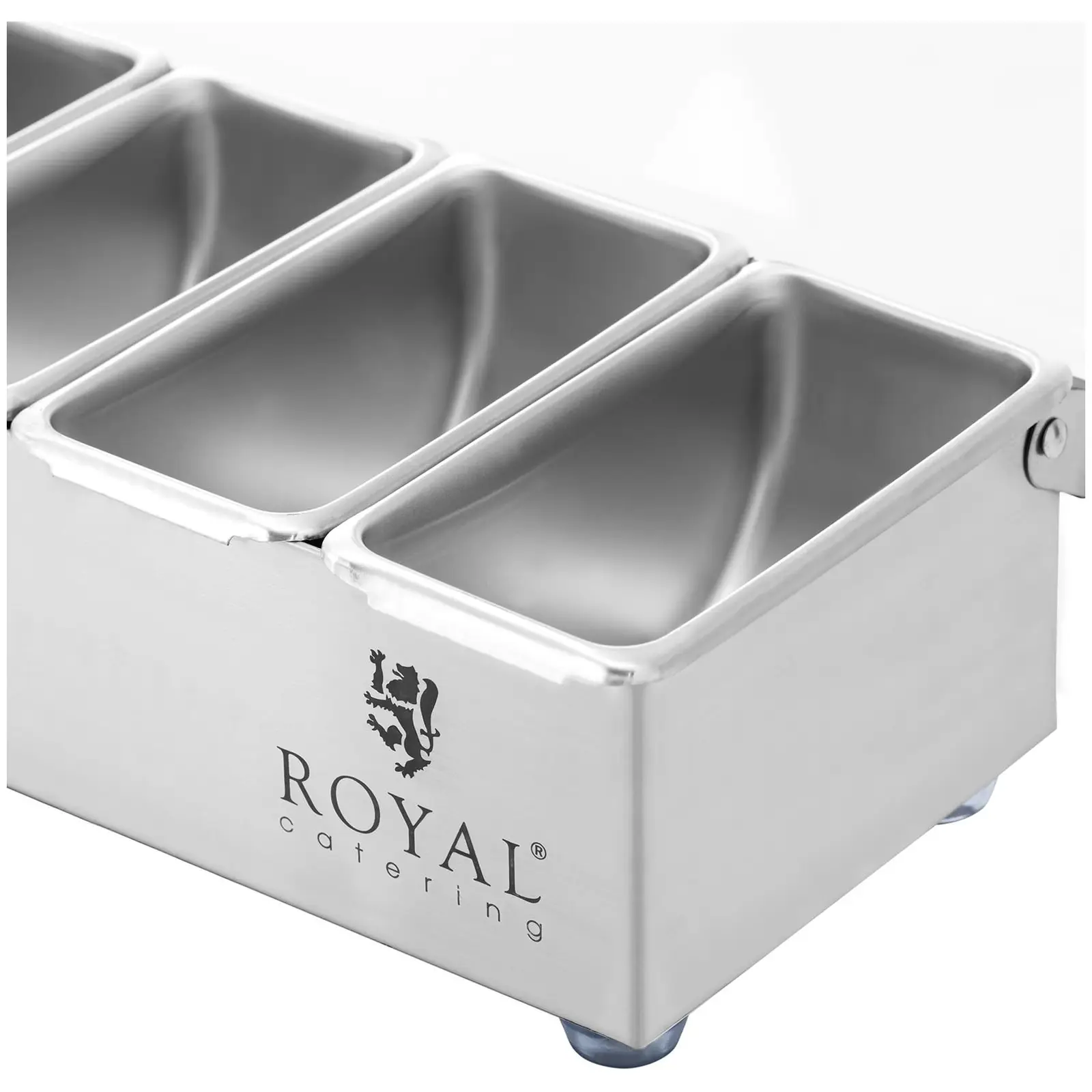 Zutatenbehälter - Edelstahl - 5 x 0,4 L - Royal Catering (Abmessungen (LxBxH): 38 x 15 x 10 cm)