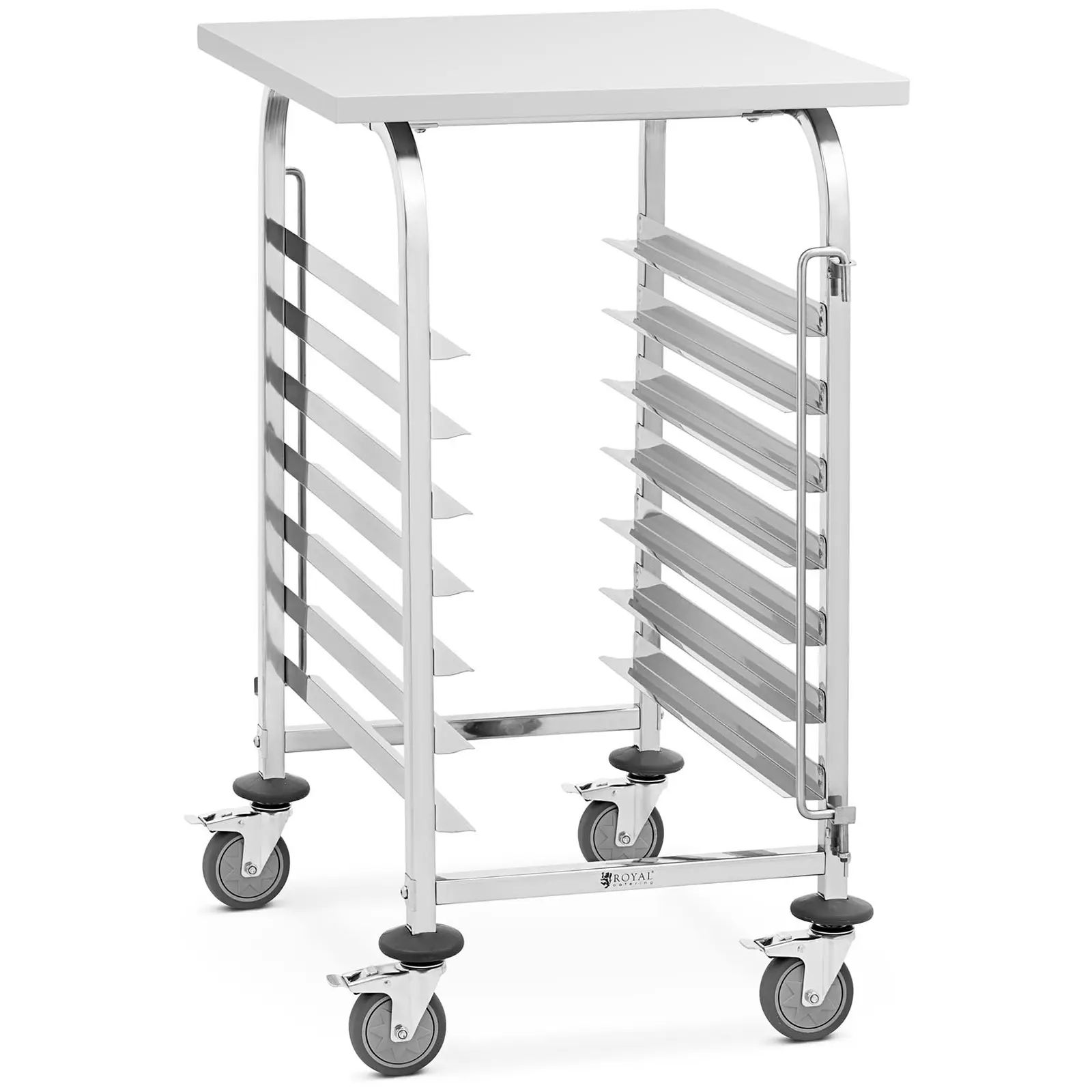 Carrello portavassoi - 7 ripiani + appoggio - Acciaio inox - Royal Catering