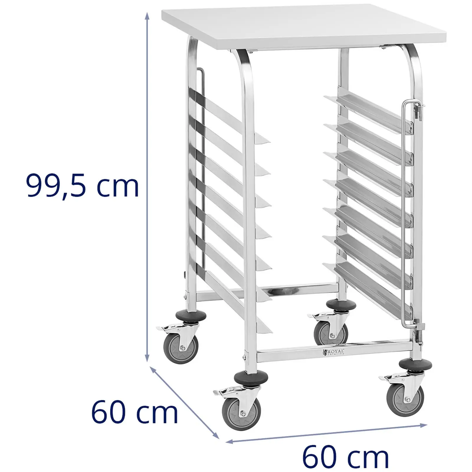 Tray Trolley - 7 shelves + tray - stainless steel - Royal Catering