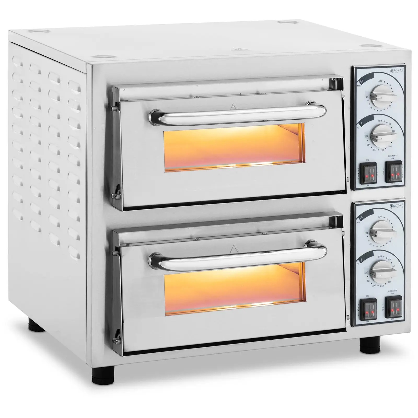 Cuptor de pizza - 2 camere - 4750 W - Ø 40 cm - piatră refractară - Royal Catering