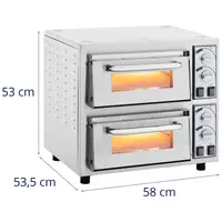 Pizzasütő kemence - 2 kamra - 4400 W - Ø 35 cm - tűzálló kő - Royal Catering