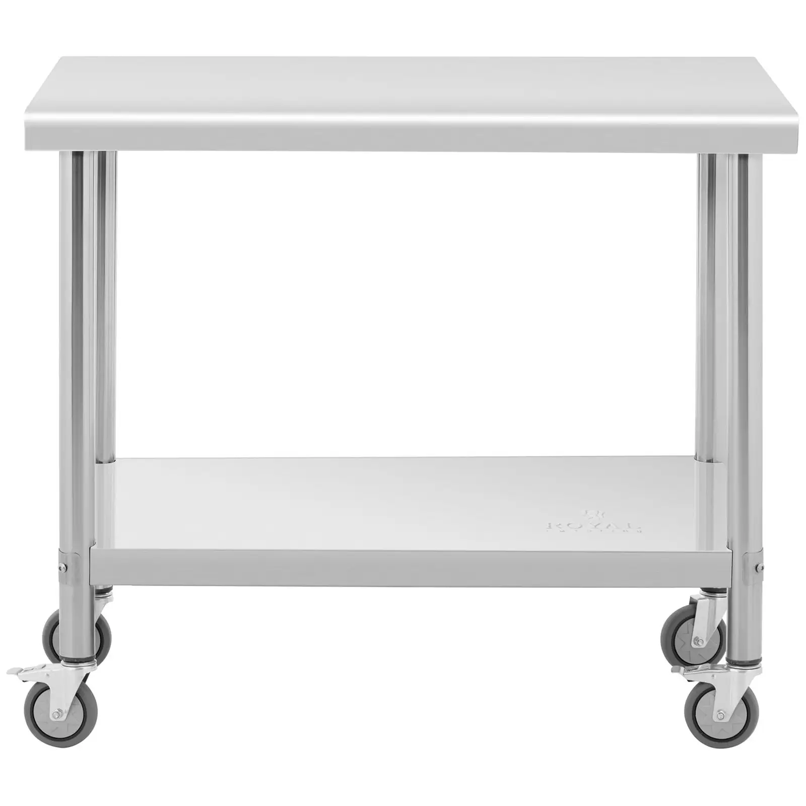 Stůl z ušlechtilé oceli s kolečky - PREMIUM - 60 x 100 cm - 155 kg - Royal Catering (Celková kapacita: 155 kg)