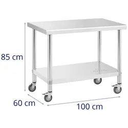 Wheeled work bench - 60 x 100 cm - 155 kg load capacity - Royal Catering