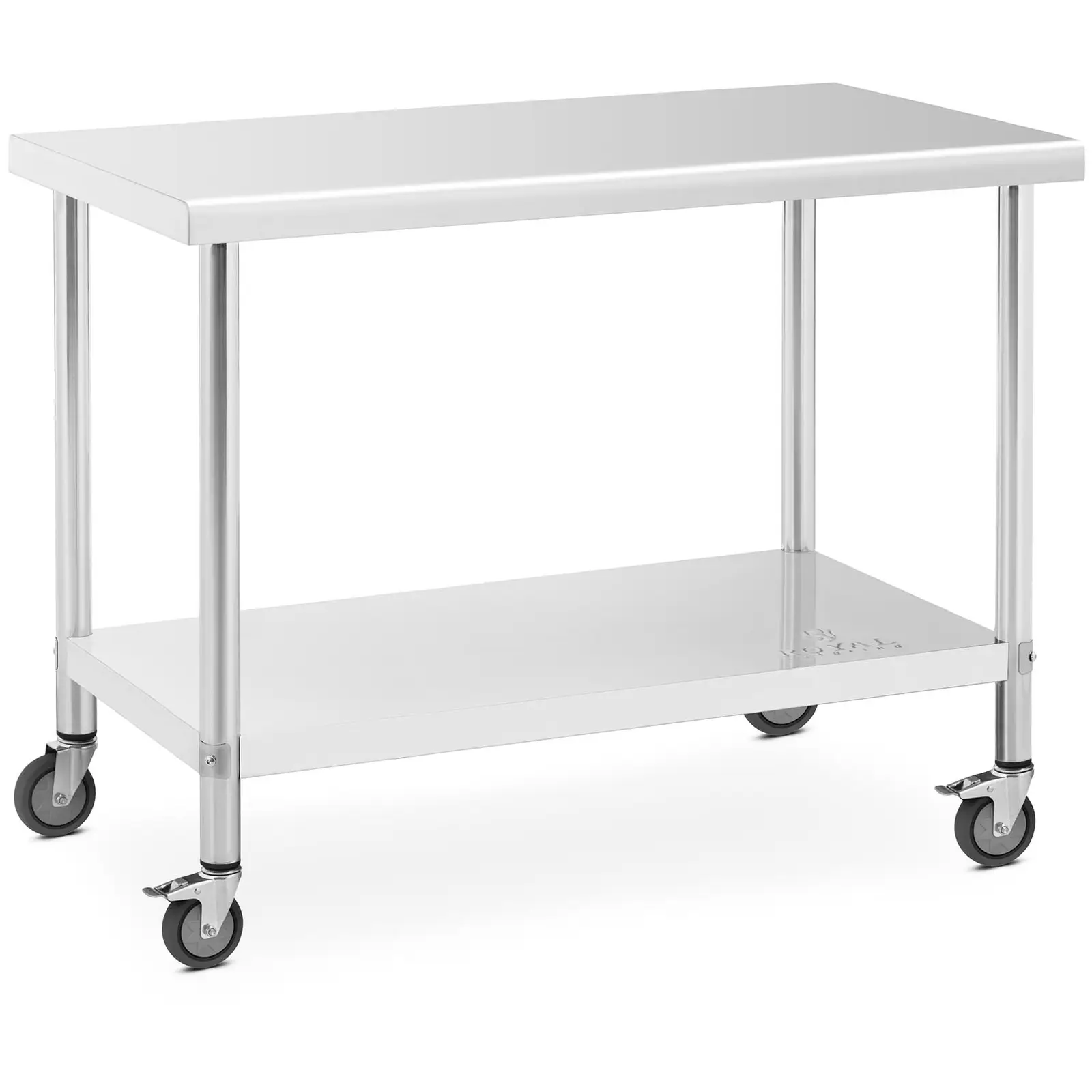 Edelstahltisch mit Rollen - 60 x 120 cm - 158 kg Tragkraft - Royal Catering