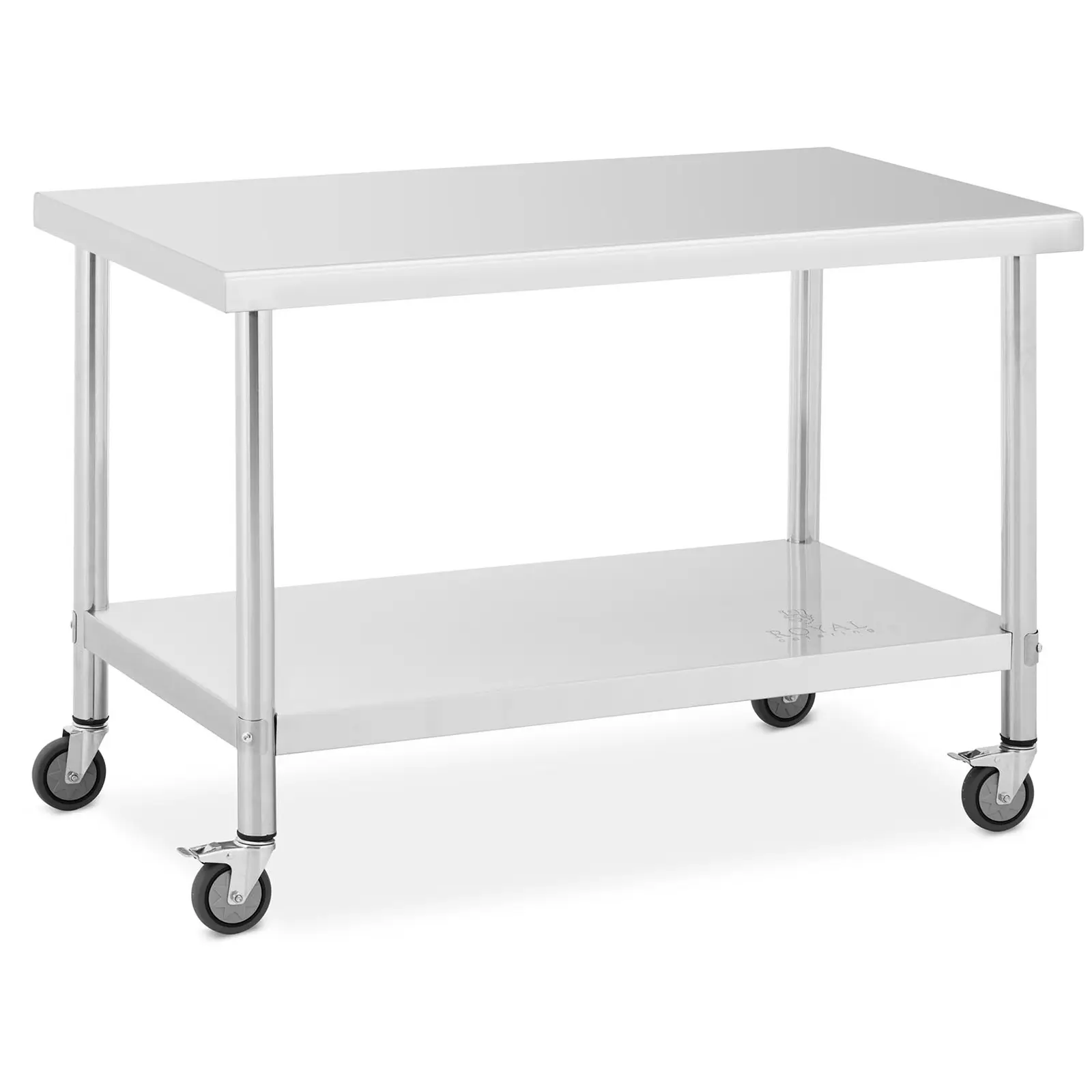 Mesa de acero inoxidable con ruedas - 70 x 120 cm - capacidad de carga: 158 kg - Royal Catering