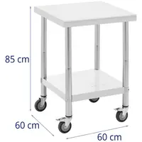 Wheeled work bench - 60 x 60 cm - 120 kg load capacity - Royal Catering