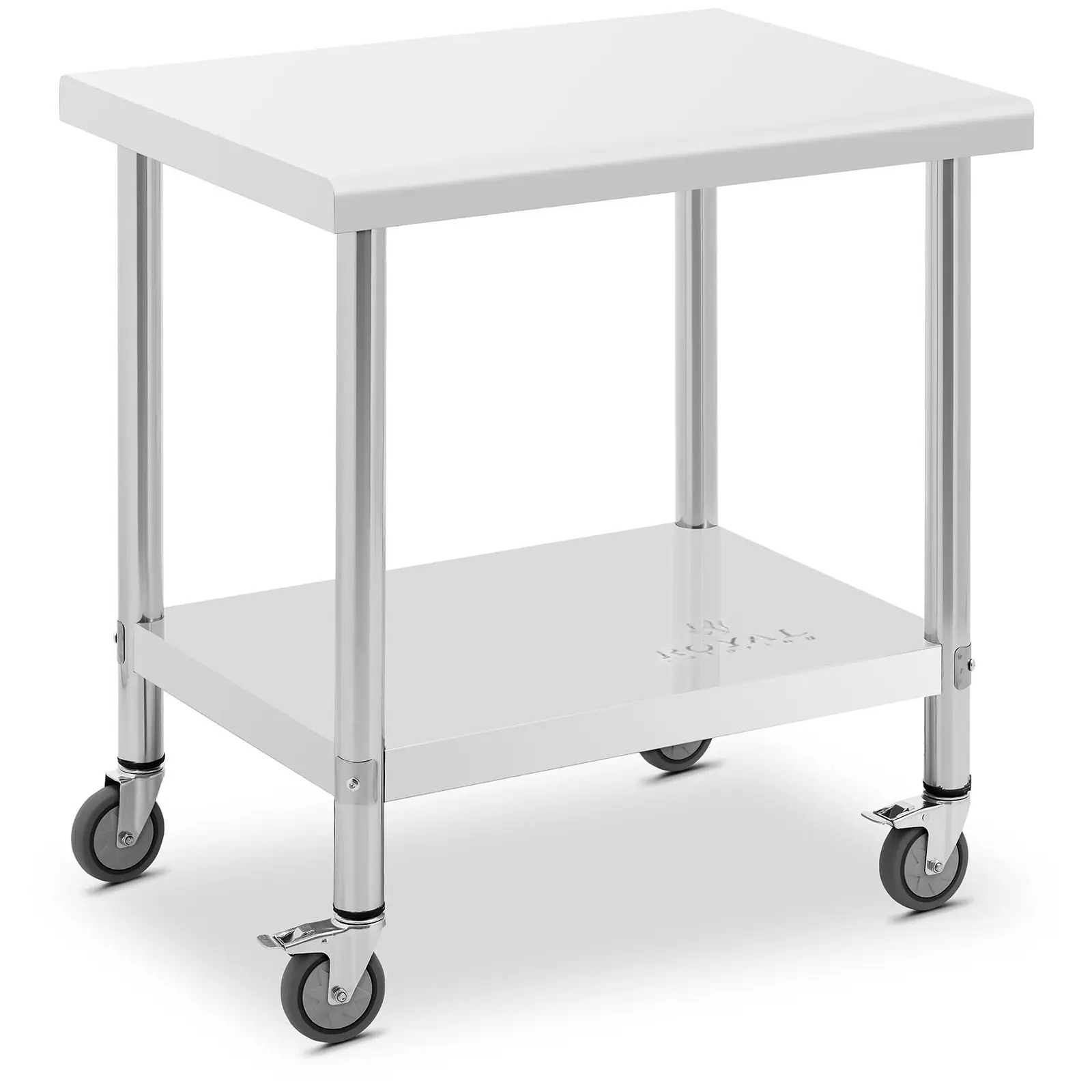 Mesa de acero inoxidable con ruedas - 60 x 80 cm - capacidad de carga: 135 kg - Royal Catering