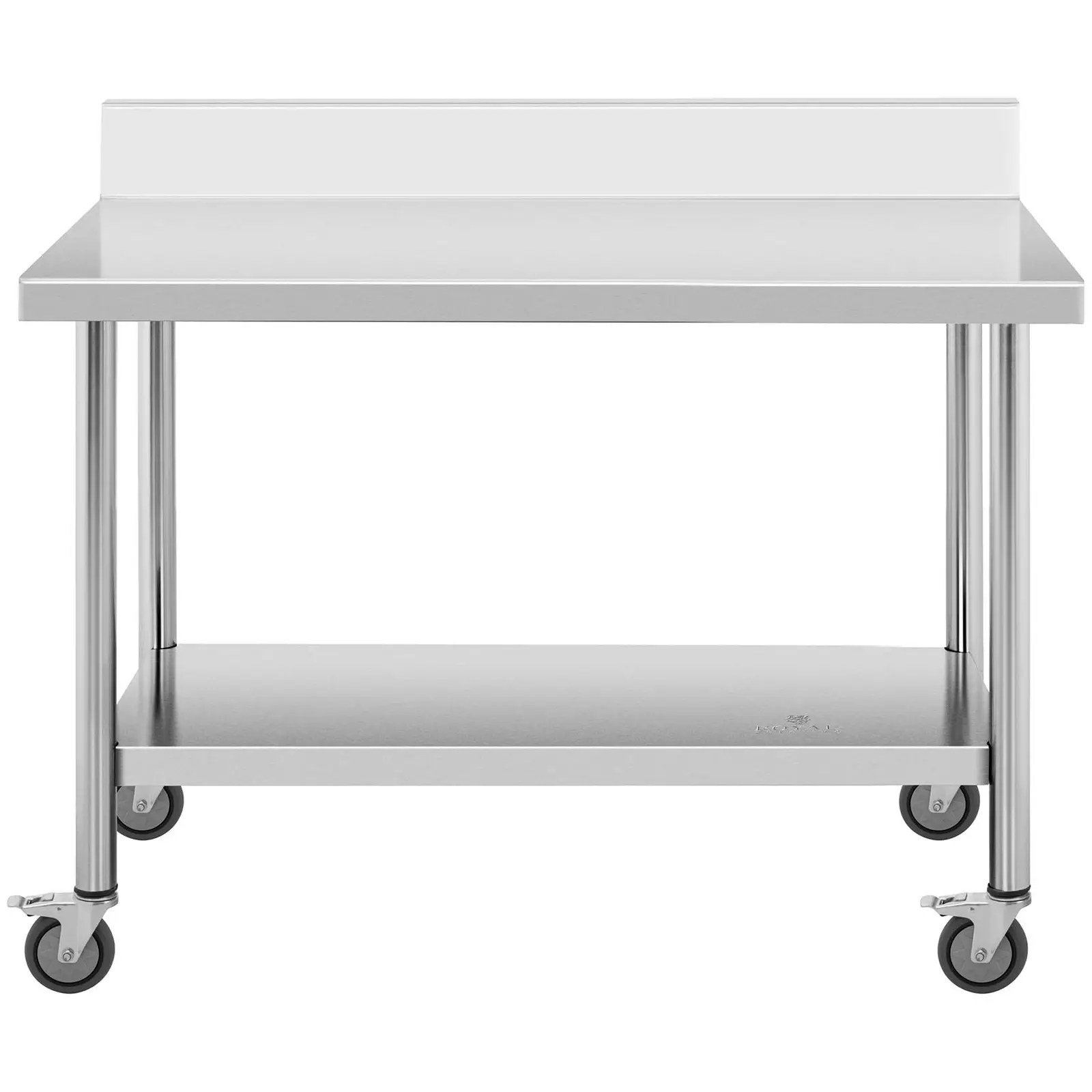 Tavolo inox con ruote - PREMIUM - 60 x 120 cm - 158 kg - Alzatina - Royal Catering