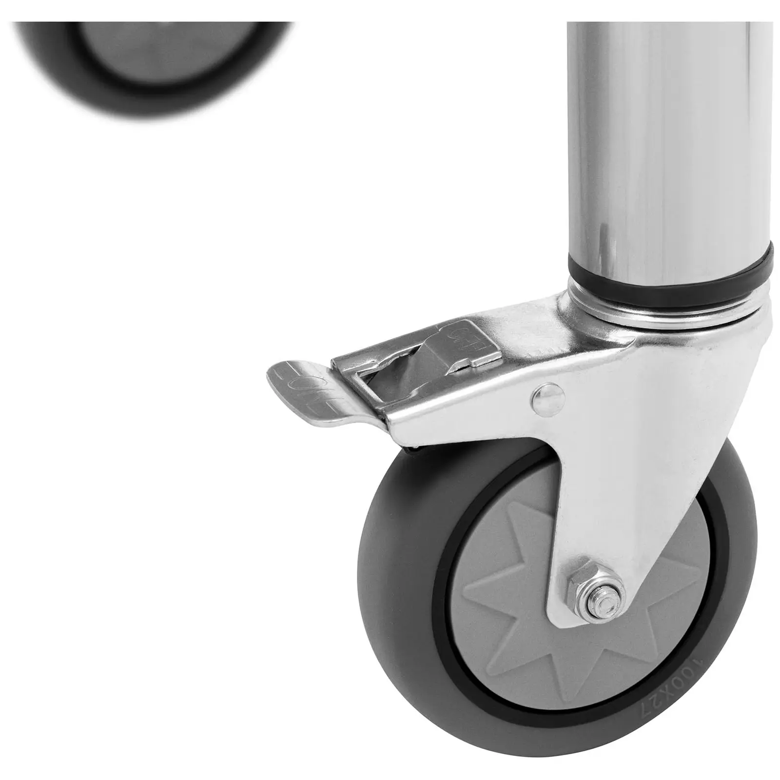 Edelstahltisch mit Rollen - PREMIUM - 60 x 60 cm - 120 kg - Aufkantung - Royal Catering (Materialstärke: 0.9 mm)