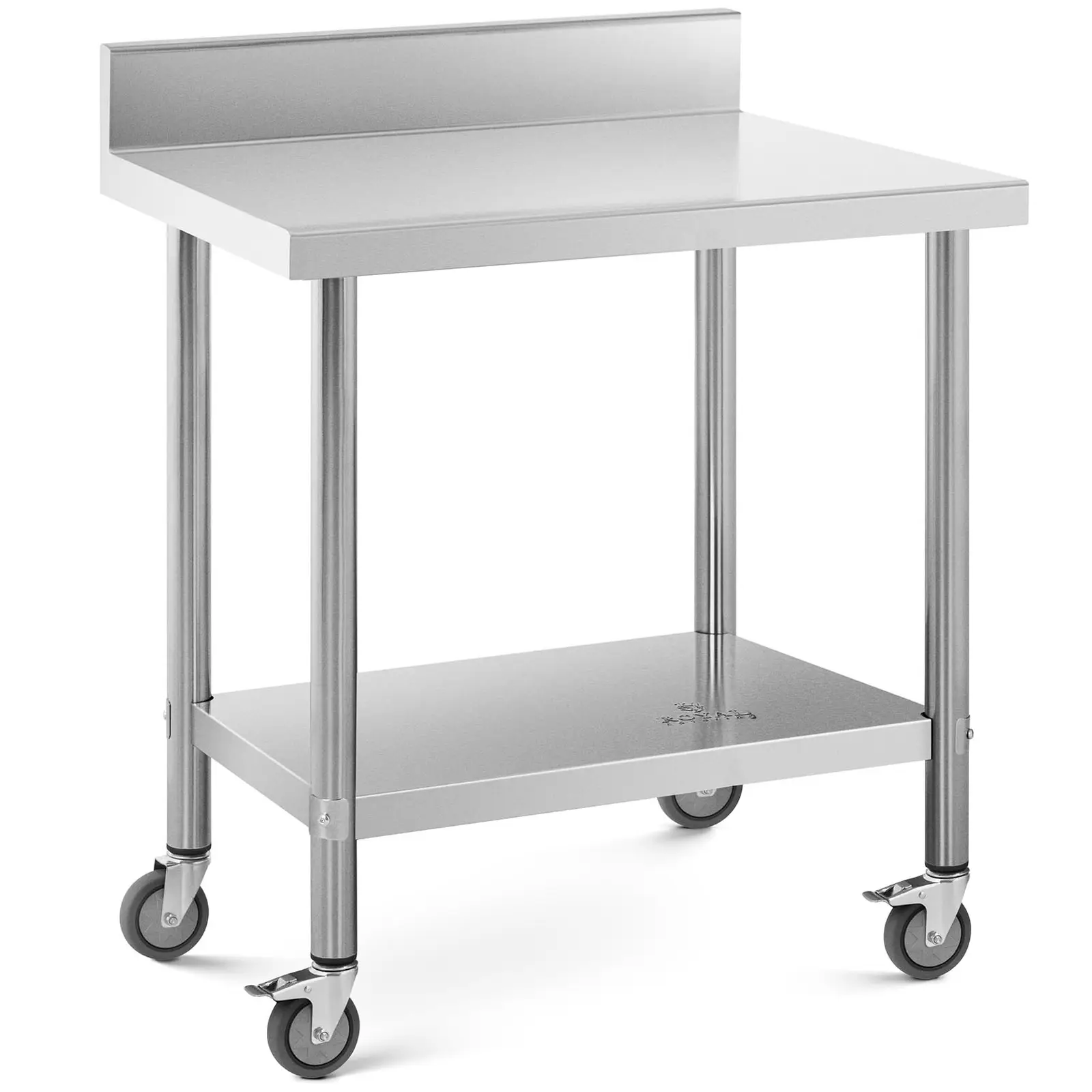 Stůl z ušlechtilé oceli s kolečky 60 x 80 cm lemování nosnost 135 kg - Pracovní stoly Royal Catering