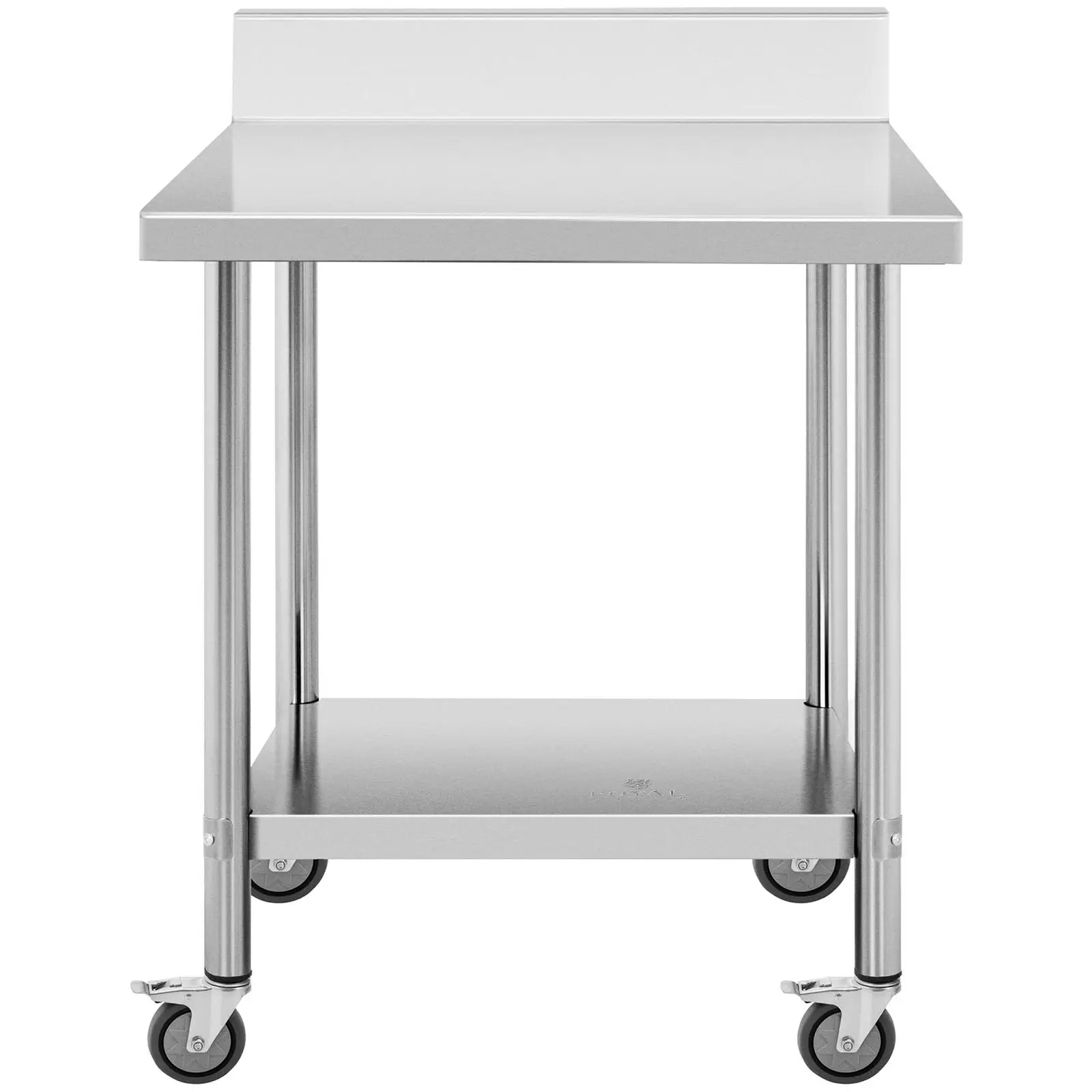 Stůl z ušlechtilé oceli s kolečky - 60 x 90 cm - lemování - nosnost 145 kg - Royal Catering