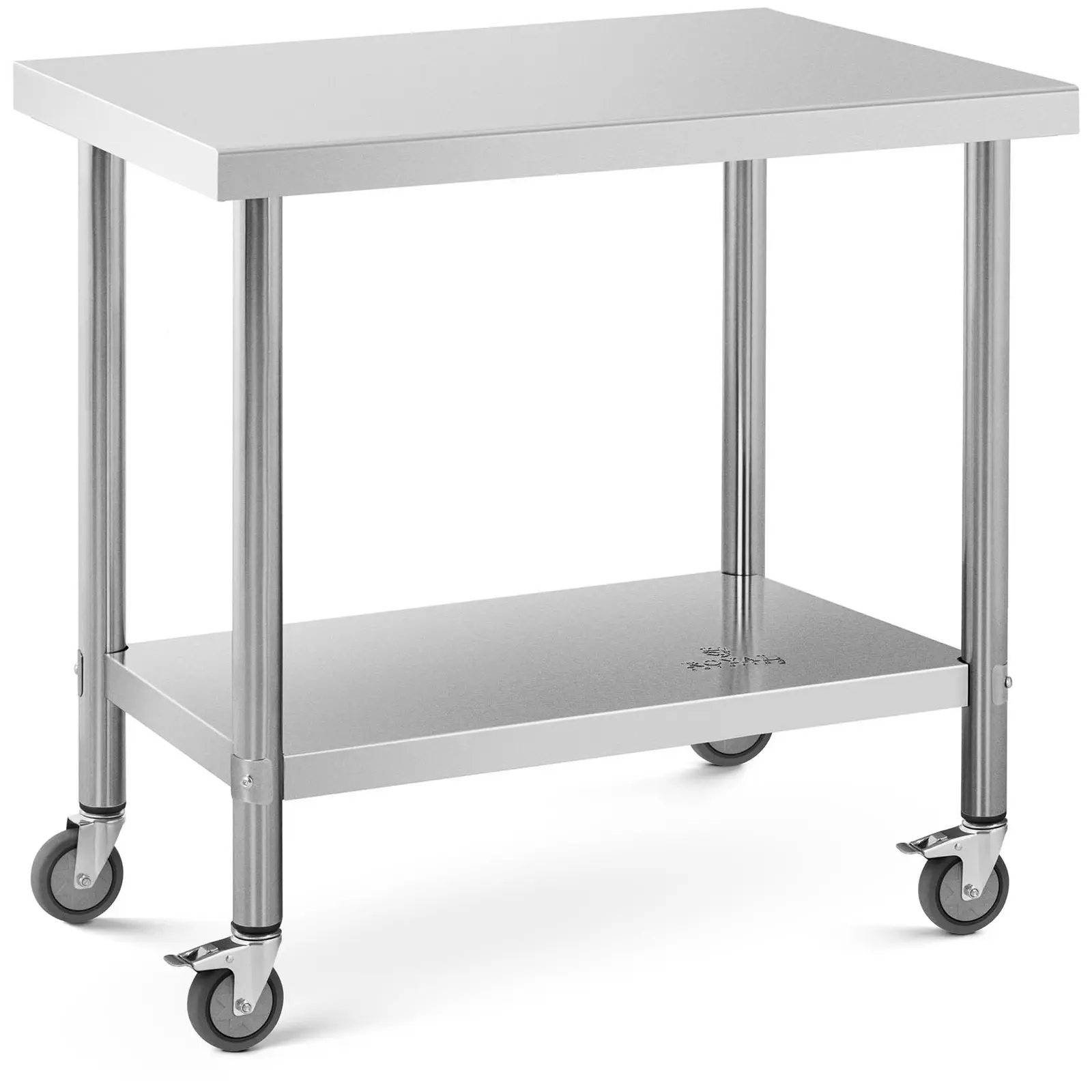 Edelstahltisch mit Rollen - PREMIUM - 60 x 90 cm - 145 kg - Royal Catering