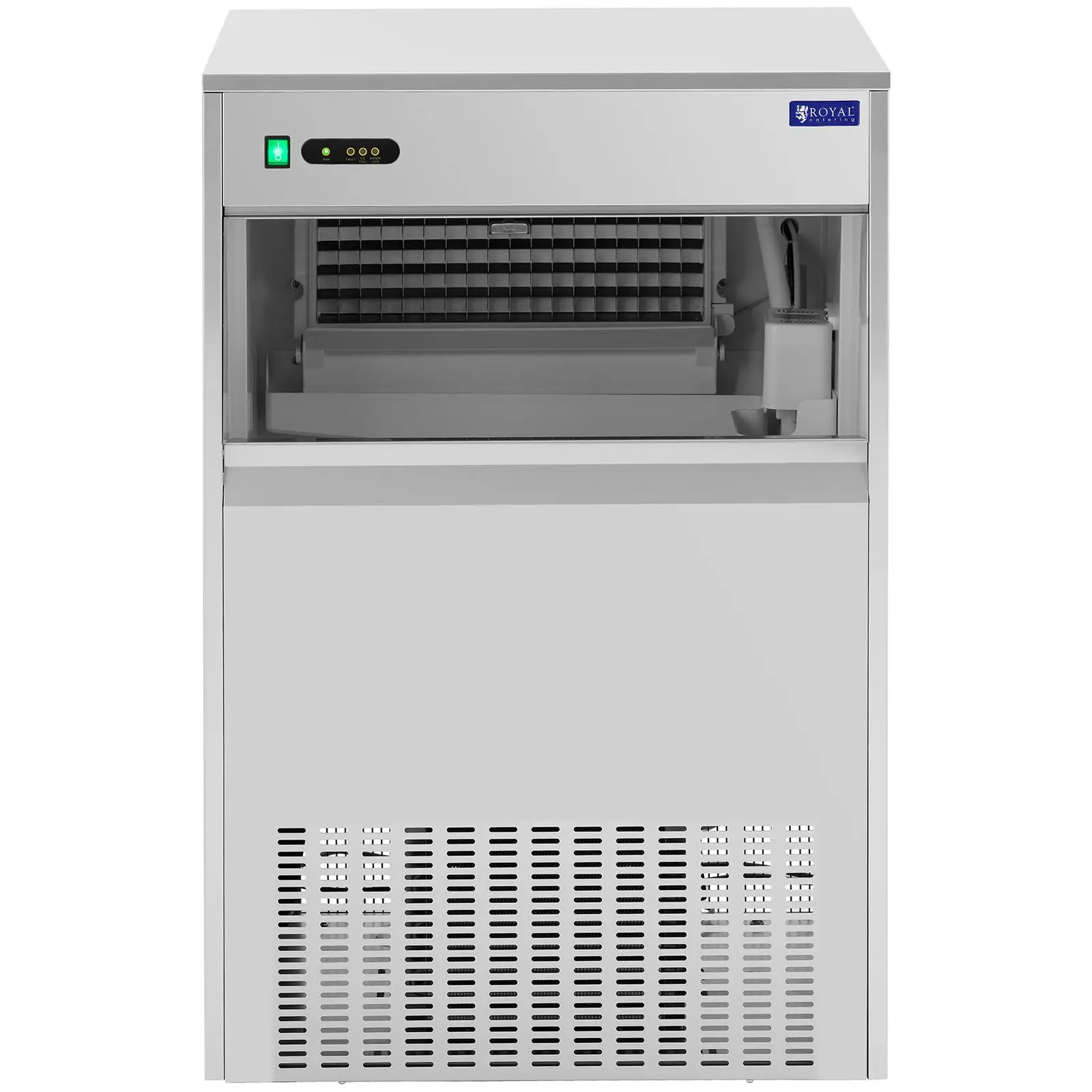 Isbitsmaskin - 80 kg/24 h - 55 kg kapacitet - 470 W - rostfritt stål - Royal Catering