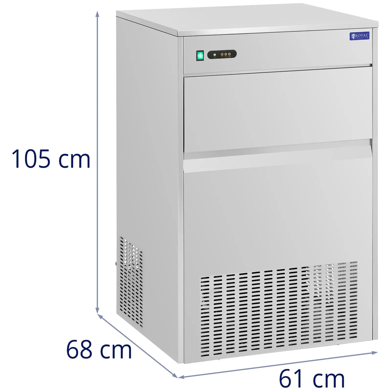 Ledomat - 80 kg/24 h - zmogljivost 55 kg - 470 W - nerjaveče jeklo - Royal Catering