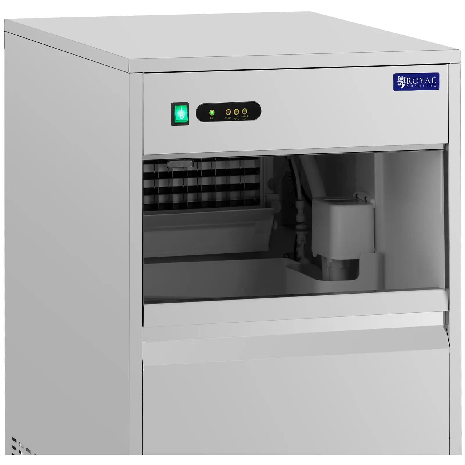 Výrobník ledu - 50 kg/24 h - kapacita 25 kg - 350 W - ušlechtilá ocel - Royal Catering (Provoz na baterie: Ne)