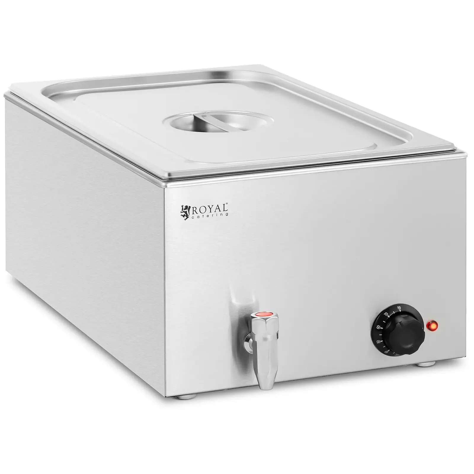 Bain marie - 640 W - GN 1/1 perforerad panna - Kran - Royal Catering