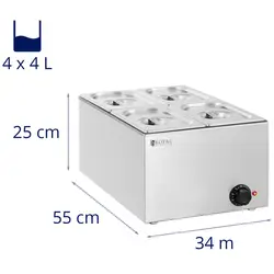 Banho-maria - 640 W - 4 x GN GN 1/4 - Royal Catering