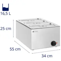 Banho-maria - 640 W - 3 x GN GN 1/3 - Royal Catering