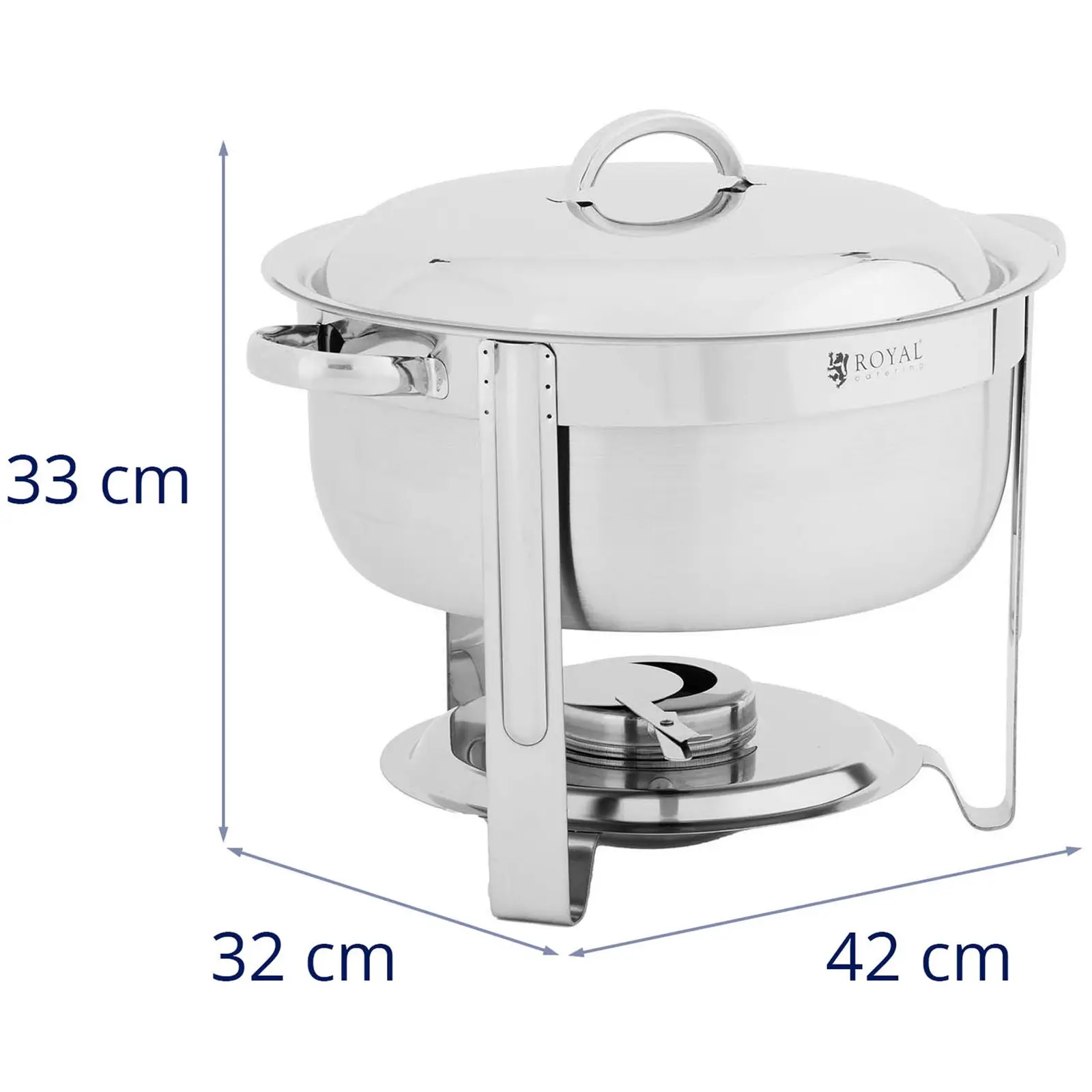 Chafing dish - kulatý - 5 l - Royal Catering (Materiál: Ušlechtilá ocel)
