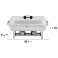 Chafing Dish - GN 1/1 - 9 l - 2 nádoby na palivo - 500 x 300 x 60 mm - Royal Catering