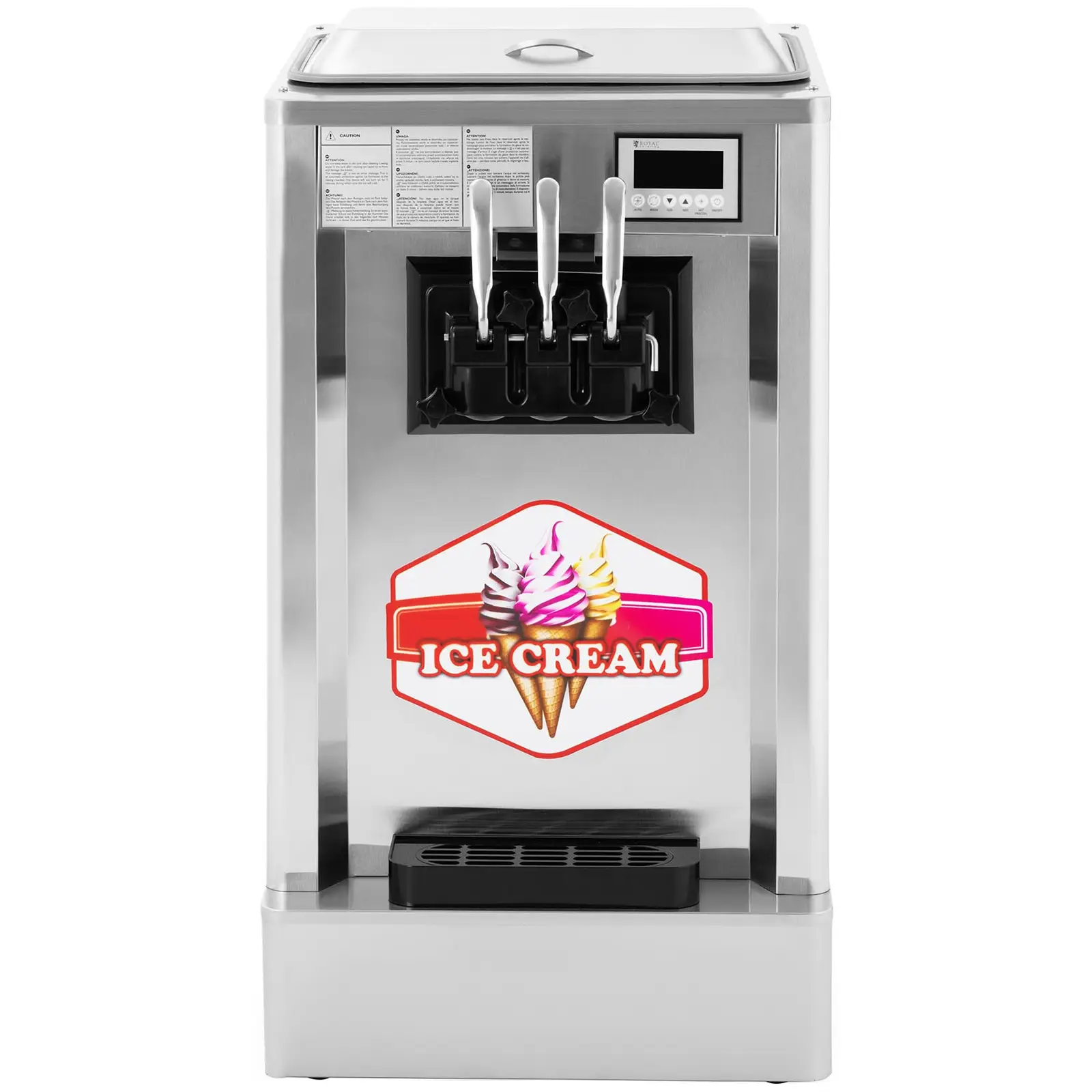Stroj na točenou zmrzlinu - 1 550 W - 23 l/h - třípákový - Royal Catering (Emitovaný hluk: 65 dB)