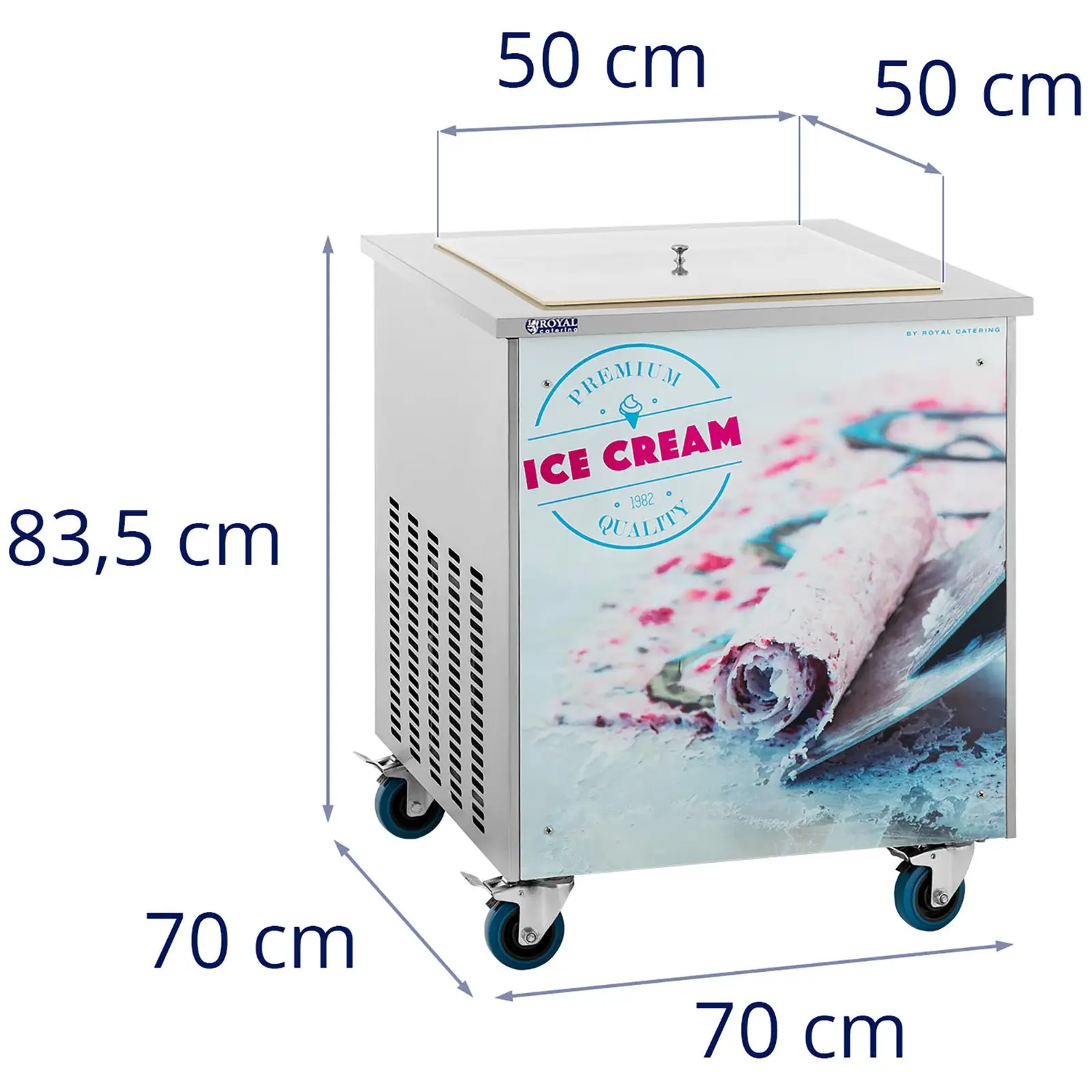 Stroj na rolovanou zmrzlinu - Ice Teppanyaki - 50 x 50 x 2,5 cm - Royal Catering (Kompresor: Cubigel)