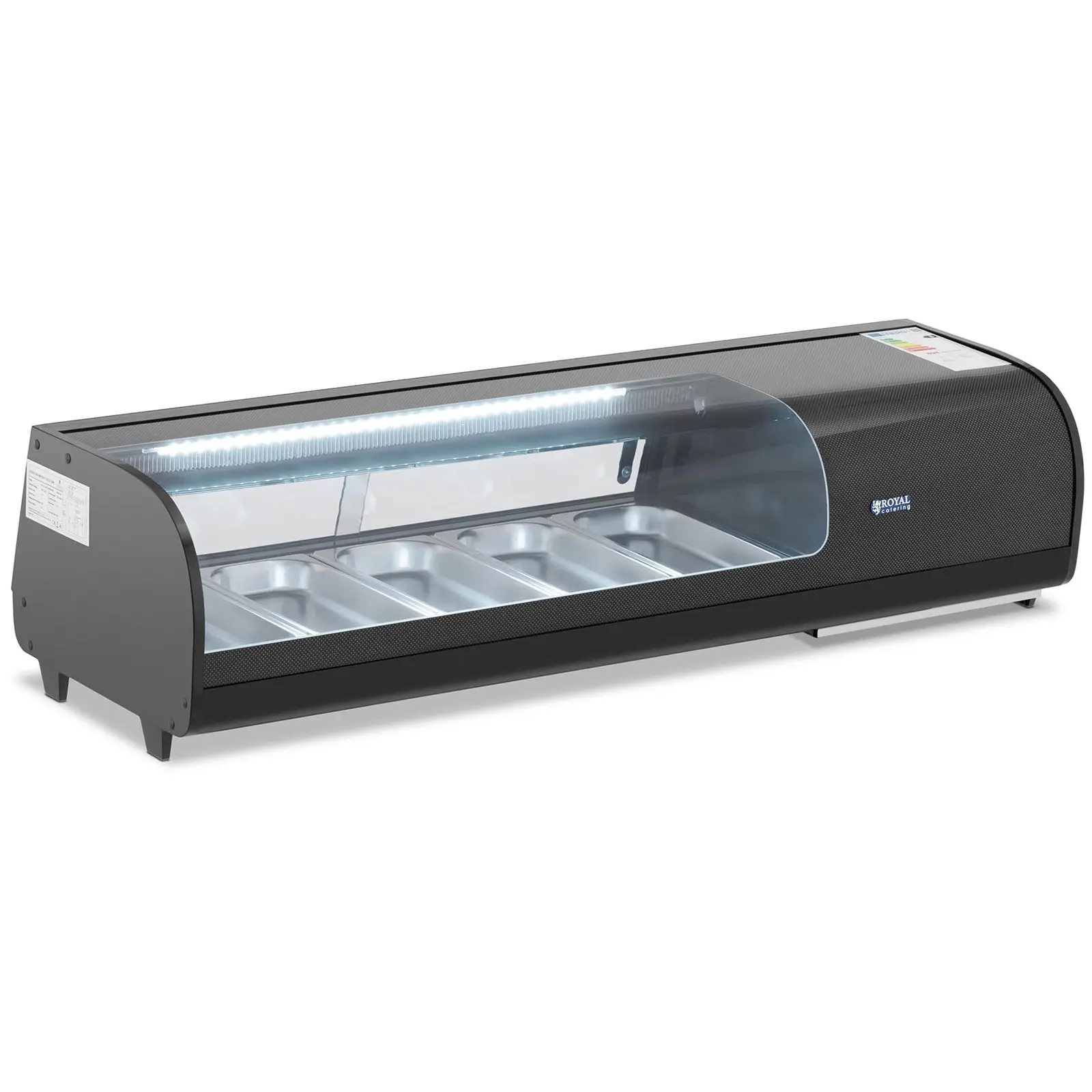 Vitrina de sushi refrigerado - 52 l - 5 x 1/3 GN - iluminação - Royal Catering