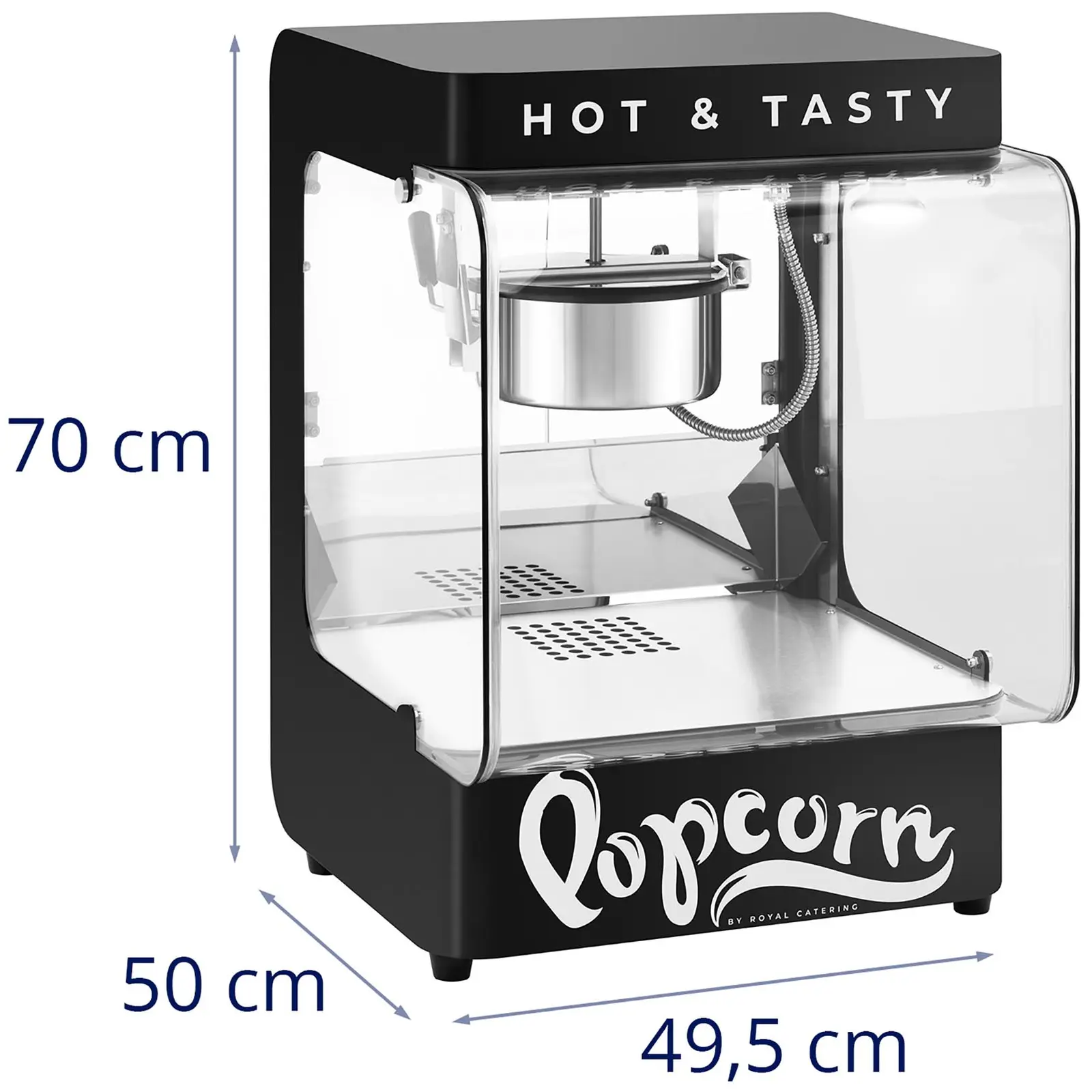 Profesjonell popcornmaskin - moderne design - 4-5 kg/t - 1.2 l - svart - Royal Catering